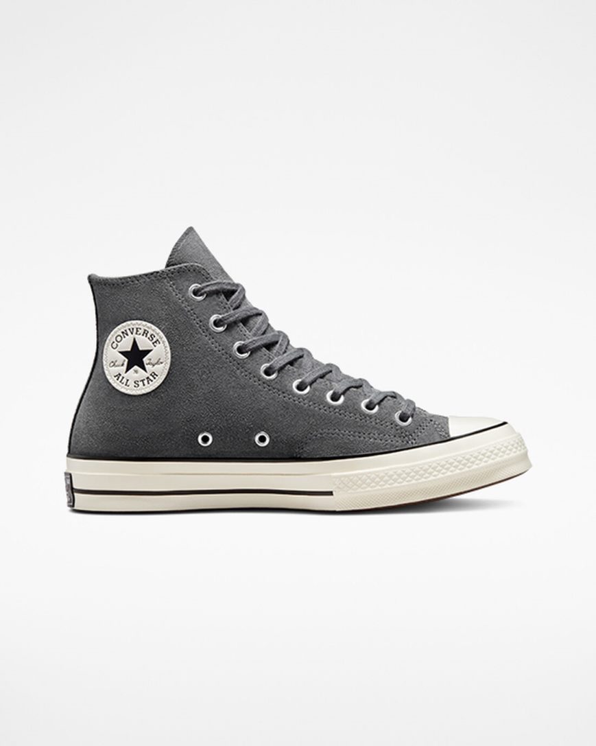 Zapatillas Altas Converse Chuck 70 Suede Hombre Gris Negras | PE L705P2